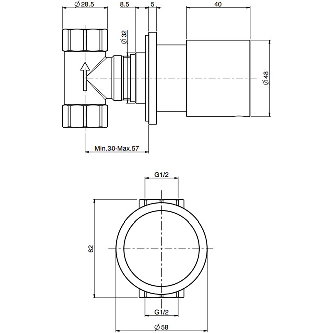 Запорный вентиль 1/2" Fima Carlo Frattini Flo F3243/1NS (черный матовый)